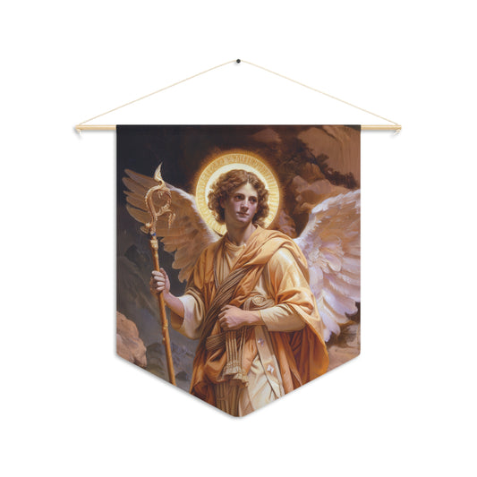 Saint Raphael the Archangel - Wall Banner / Wall Hanging - Christian Art - Prayer room - 18" x 21"