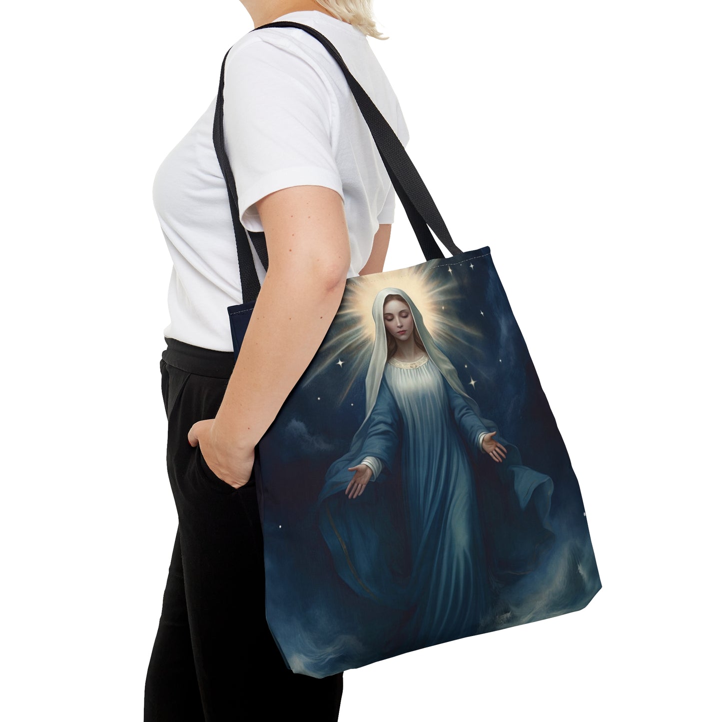 Our Lady Star of the Sea Tote Bag - Large Medium Small Faith Art Bag - Re usable Tote Purse - Double Sided - Catholic Art Bag - Mother Mary