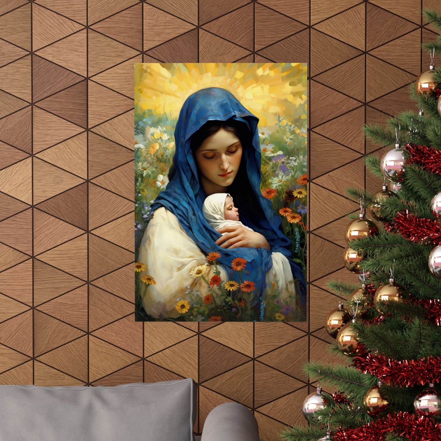 Graceful Maternity : The Virgin Mary and the Infant Savior - Sanctified Souls Print - Multiple Sizes - Premium Matte Vertical Posters