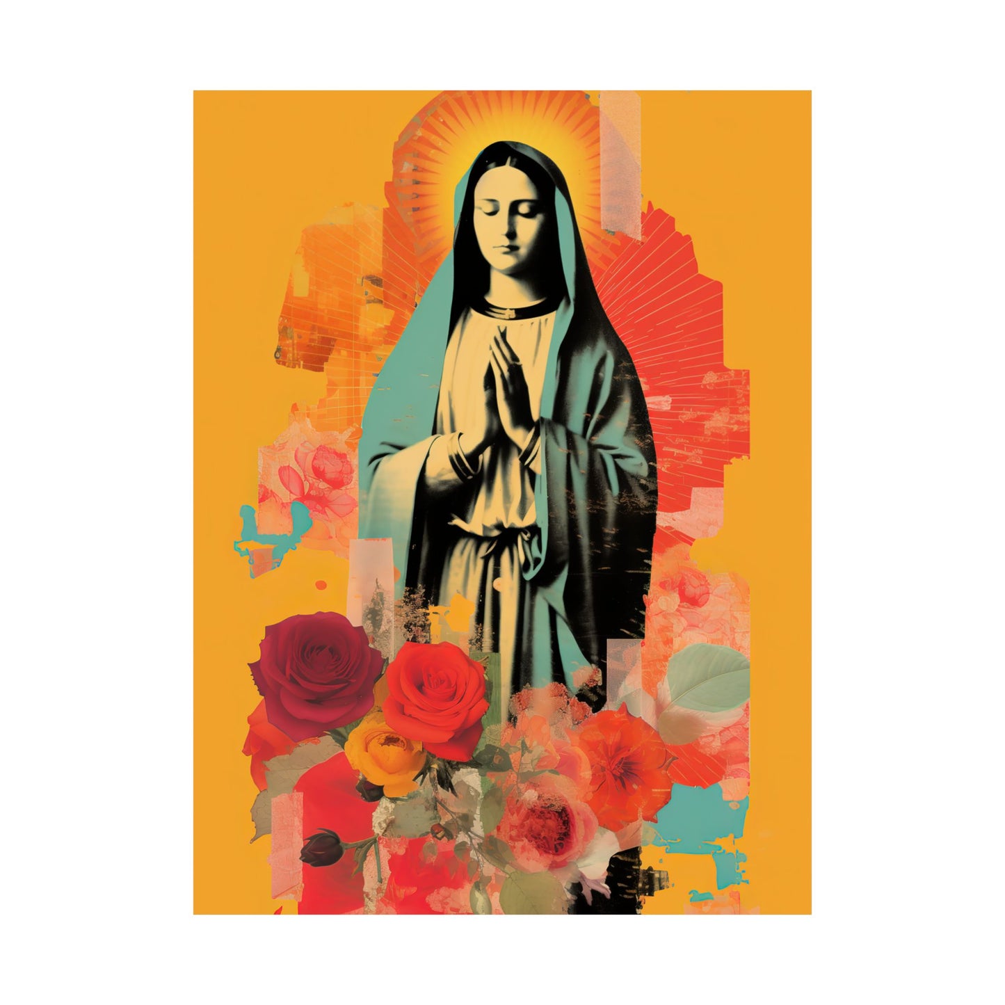 Roses of Tepeyac - Our Lady of Guadalupe   - Sanctified Souls Print - Multiple Sizes - Premium Matte Vertical Posters