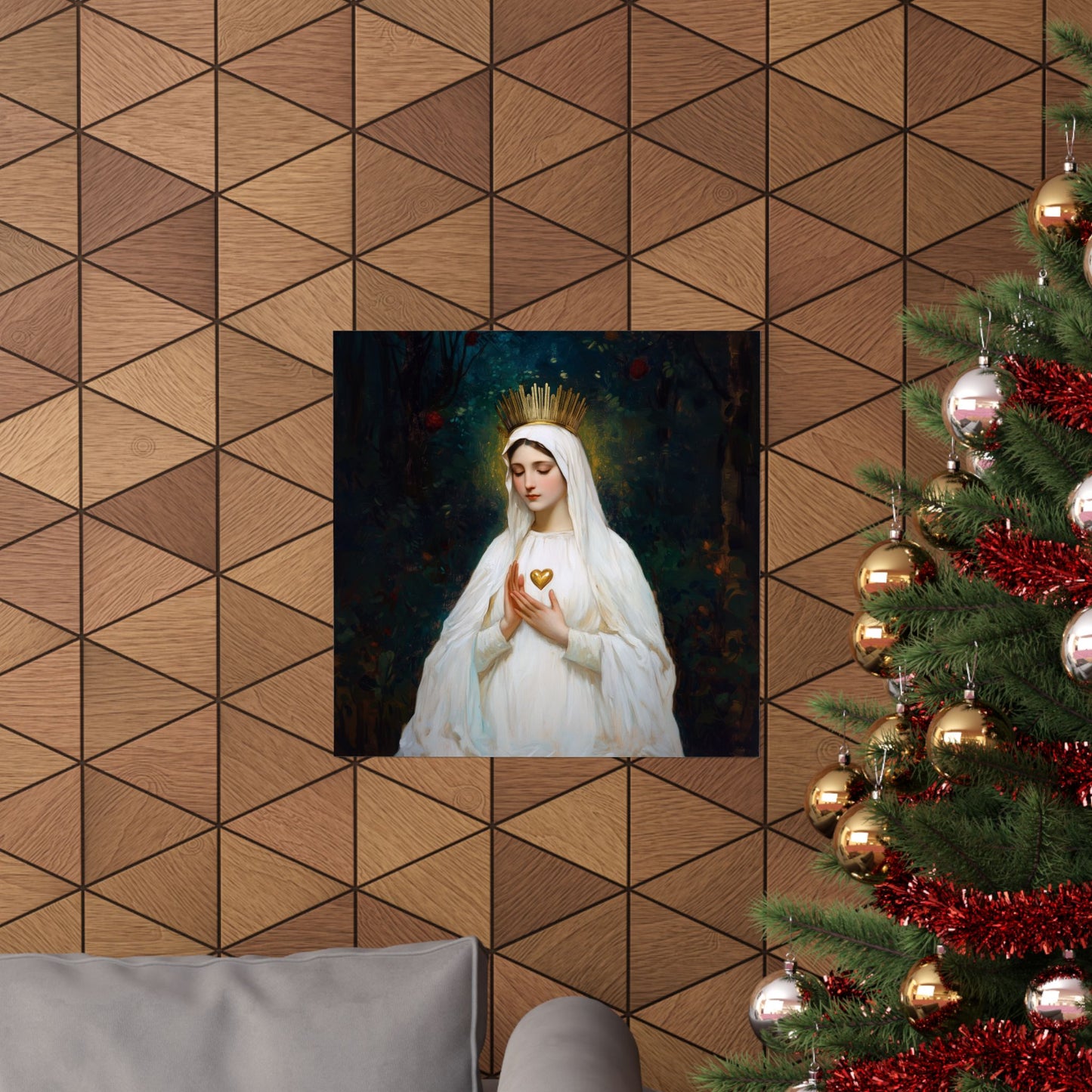Our Lady of Beauraing - Our Lady of the Golden Heart - Marian Art - Sanctified Souls Print - Multiple Sizes - Premium Vertical Posters