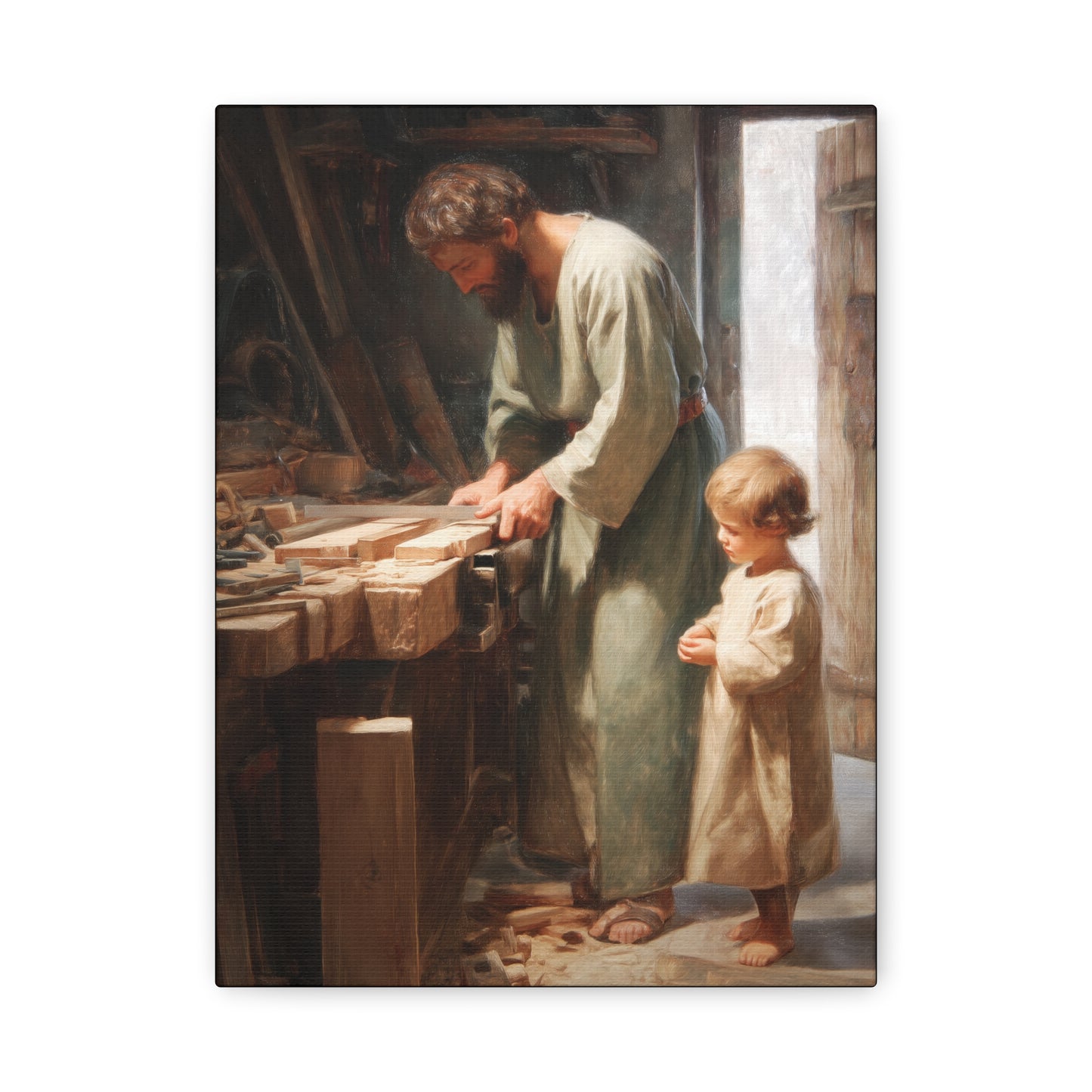 Saint Joseph the Worker - Museum Wrapped Canvas - Sanctified Souls Print - Religious Art for your Home