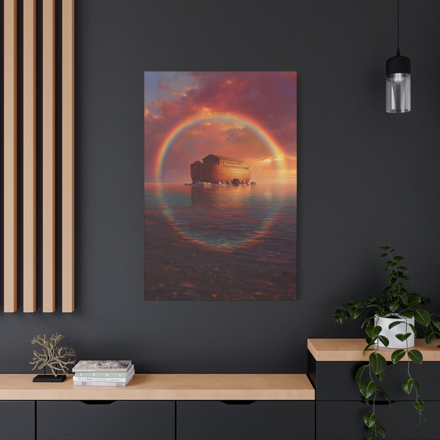 Sheltered Beneath the Covenant Sky - Noah's Ark - Gallery Wrapped Canvas - Print - Religious Art for your Home - Catholic