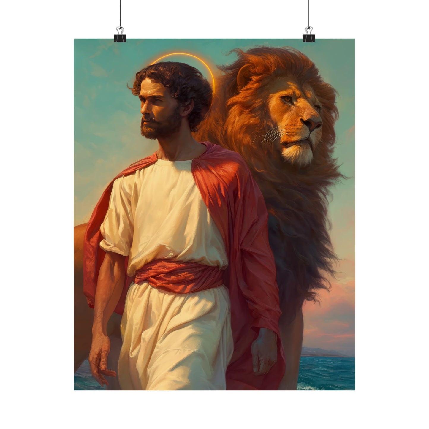 Saint Mark the Evangelist  Poster Print - Sanctified Souls Print - Multiple Sizes - Premium Posters - Catholic Art for your home