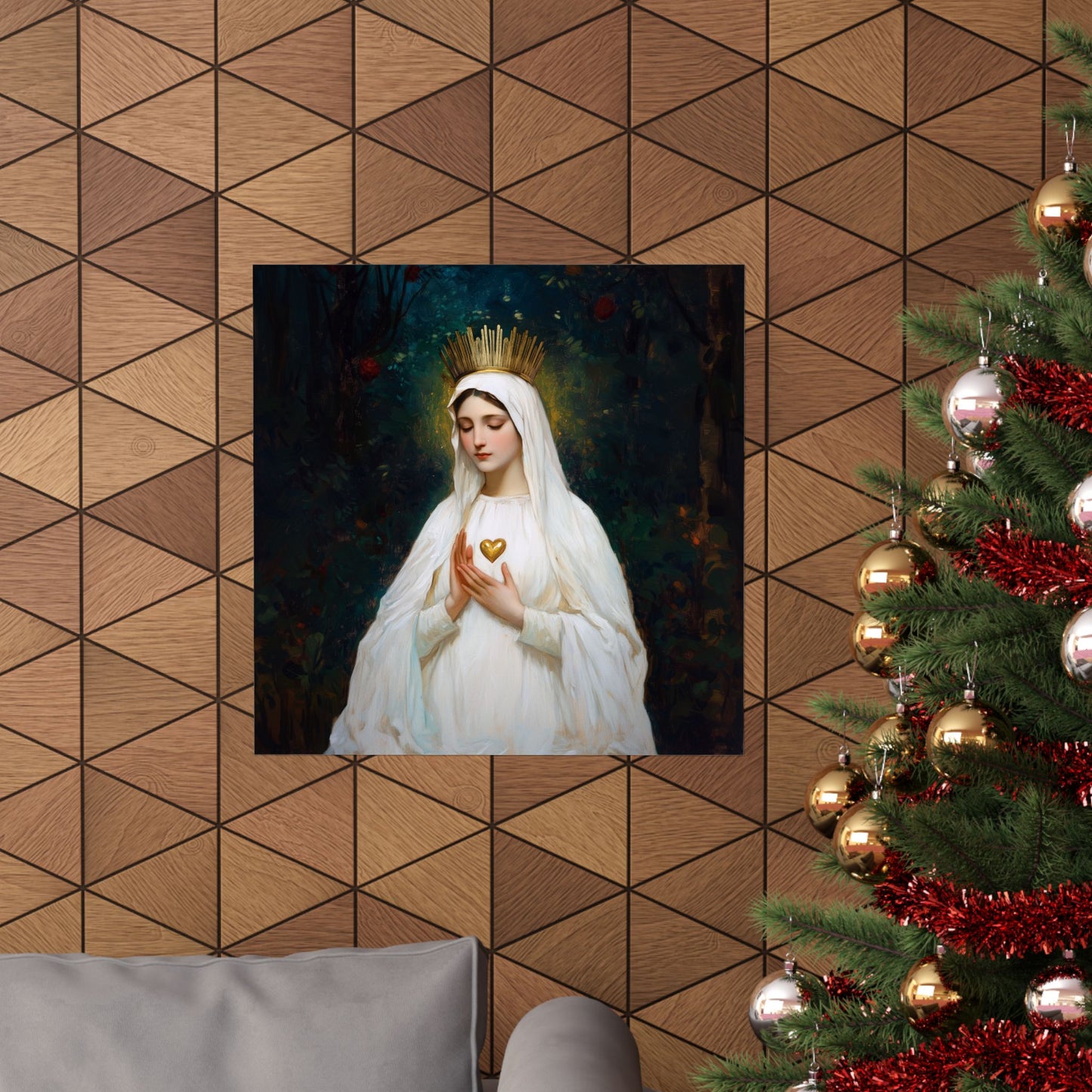 Our Lady of Beauraing - Our Lady of the Golden Heart - Marian Art - Sanctified Souls Print - Multiple Sizes - Premium Vertical Posters