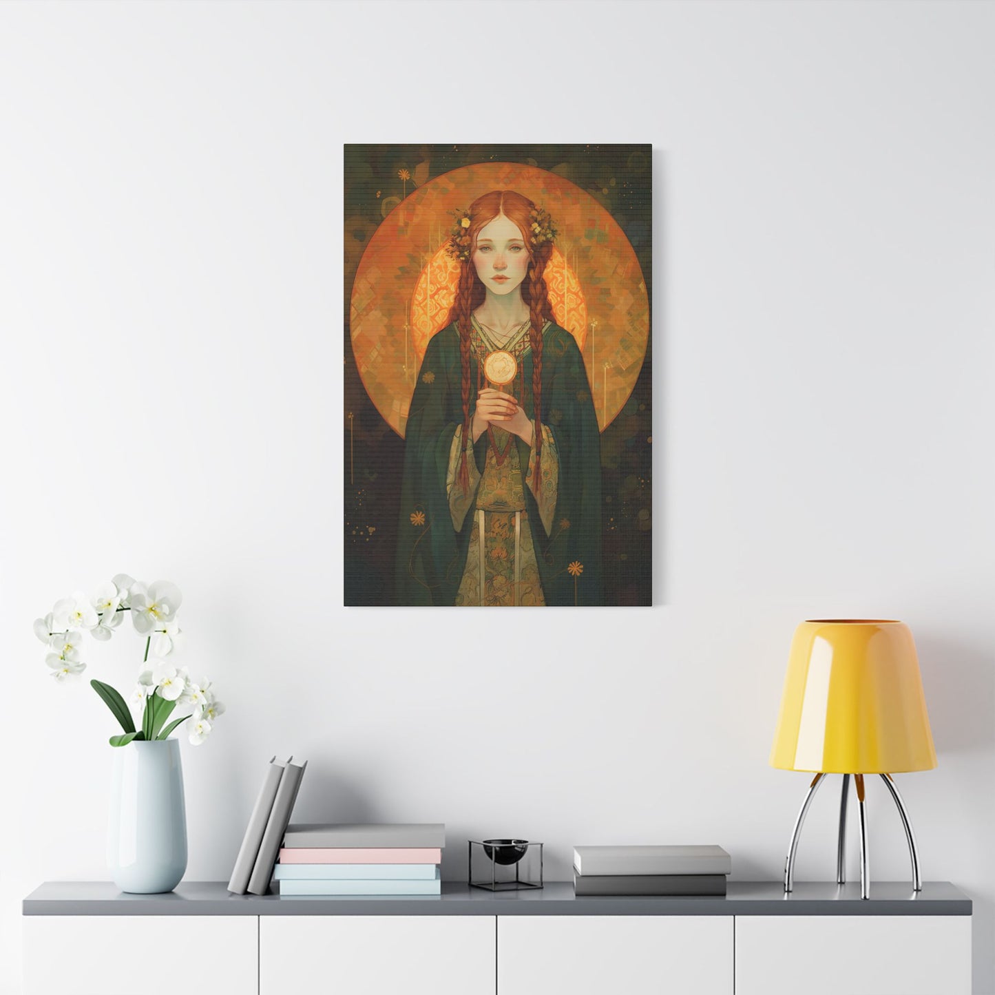 Saint Brigid of Ireland Canvas Print - Multiple Sizes - Catholic Home art - Museum Wrapped Canvas - Sanctified Souls Print