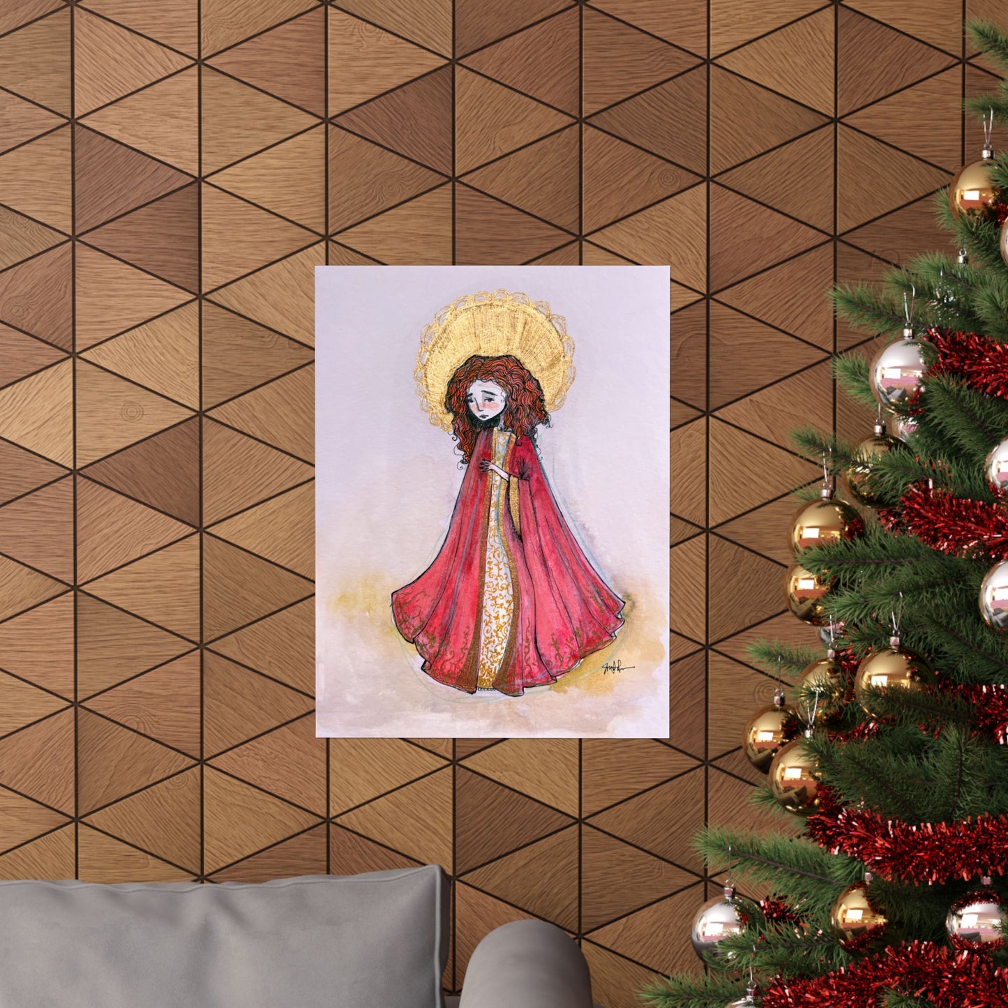 Saint Bibiana Hand-Drawn Catholic Art Print | Christian Devotional Wall Art | Sanctified Solocosmo Religious Poster