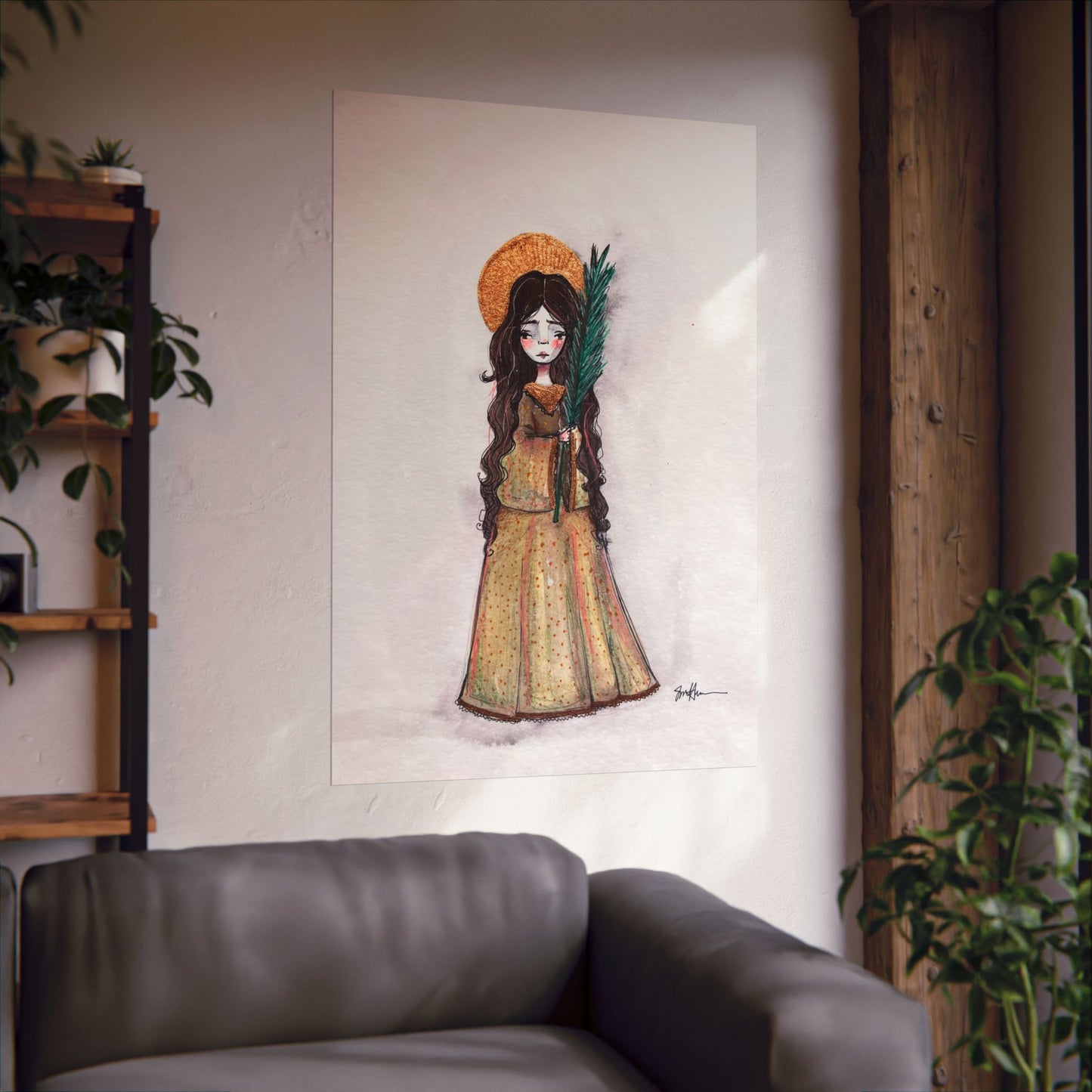 Saint Hope Poster - Hand-Drawn Art | Catholic Art Print | Faith Hope and Charity Middle Sister | Devotional Wall Art | Sanctified Solocosmo