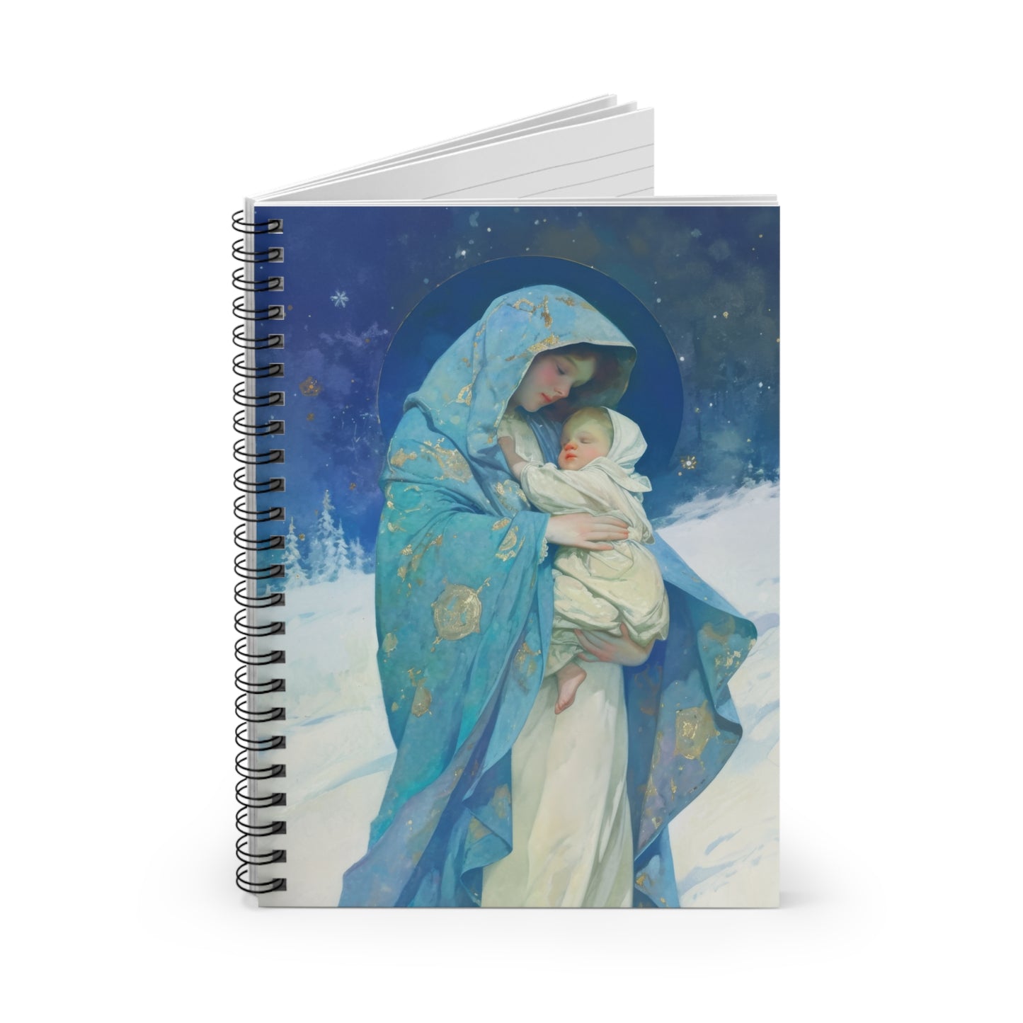 Snowfall of Grace: Our Lady's Blessing - Sanctified Souls Art - Religious - Spiral Notebook - Ruled - Catholic Religious - Journal