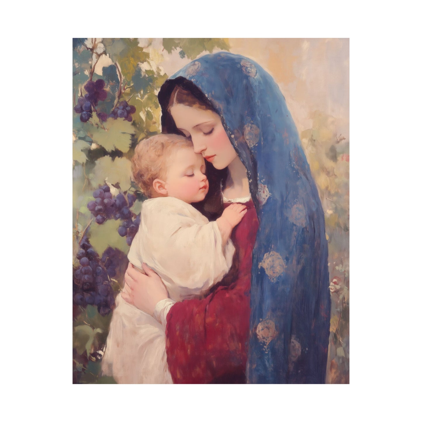 Our Lady of the Grapes / Out Lady of the Harvest - Sanctified Souls Print - Multiple Sizes - Premium Matte Vertical Posters - Mother Mary