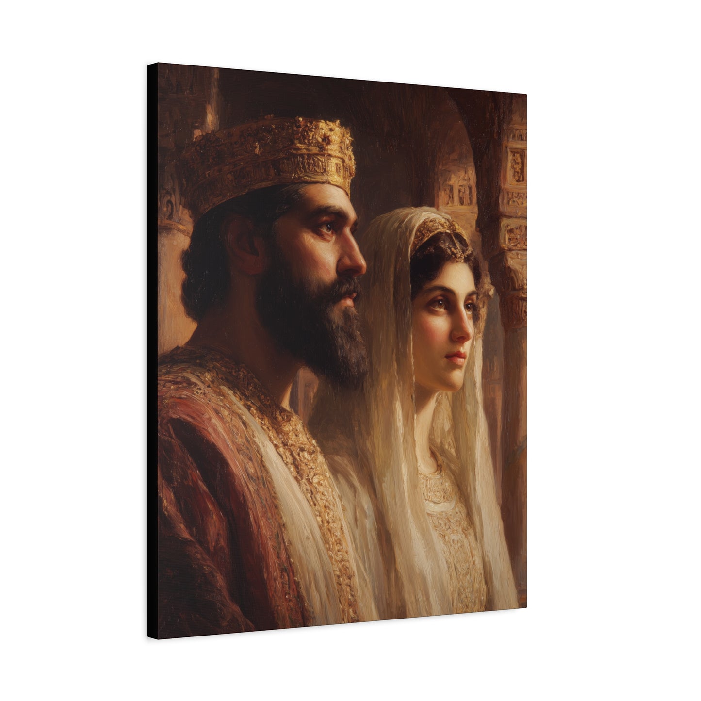 King Xerxes and Queen Esther  - Gallery Wrapped Canvas - Print - Religious Art for your Home - Catholic Art Print