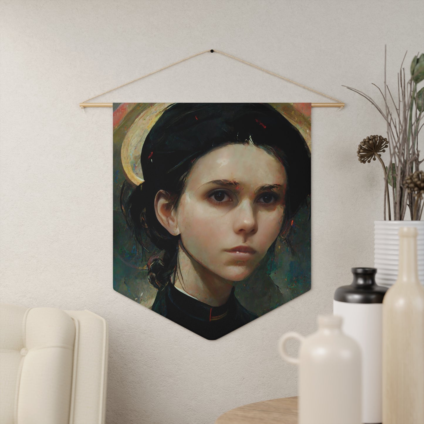 Saint Gemma Galgani Wall Banner / Wall Hanging - Prayer room art - Catholic Home Art - Large Print - 18" x 21"