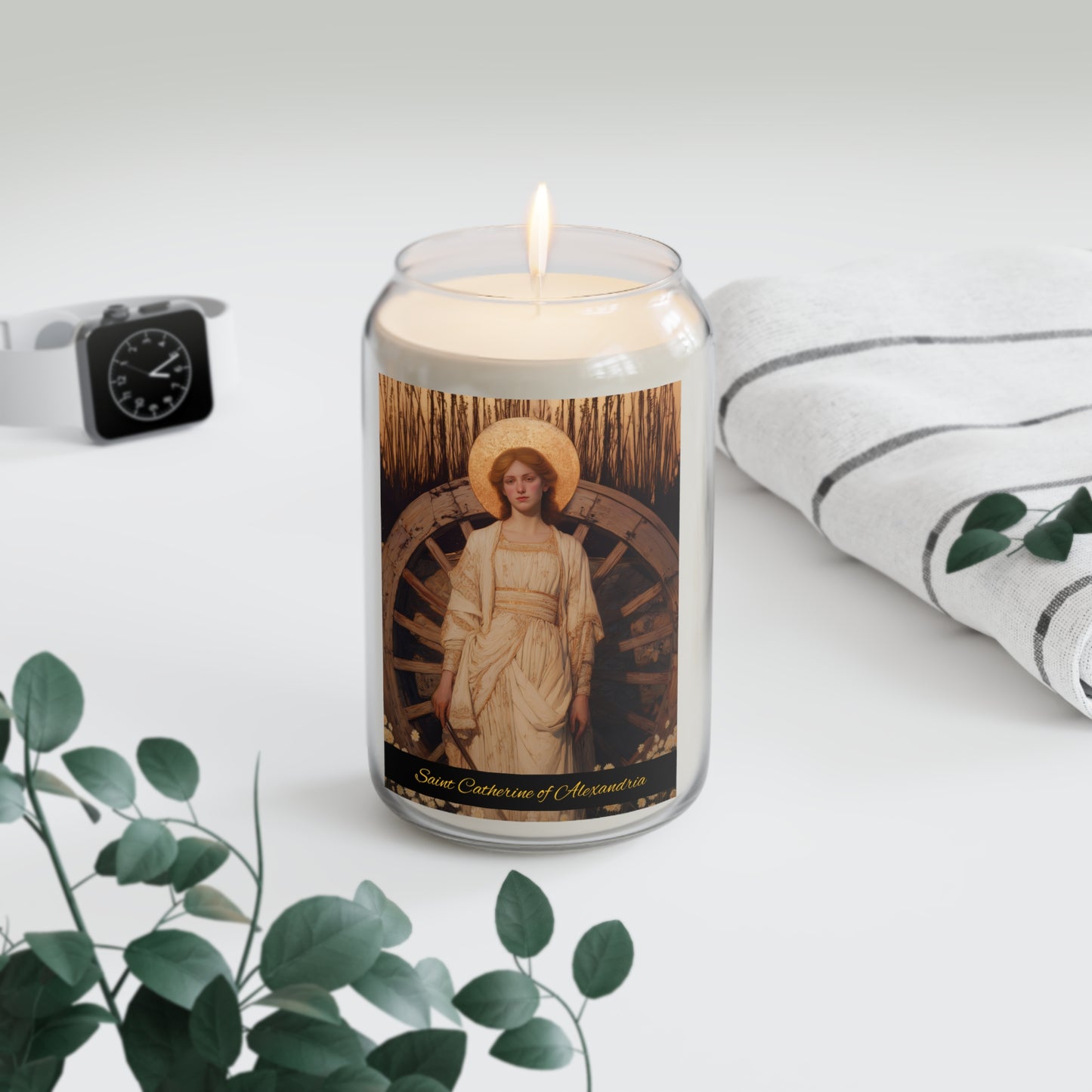 Saint Catherine of Alexandria - Scented Prayer Candle, 13.75oz -  Candle - Catholic Art - prayer room Scented Candle - Religious Saint