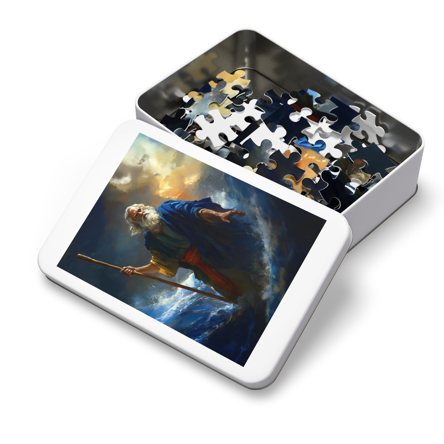 Moses Before the Trembling Sea - Puzzle & Keepsake Tin - Religious Jigsaw Puzzle (30, 110, 252, 500,1000-Piece)