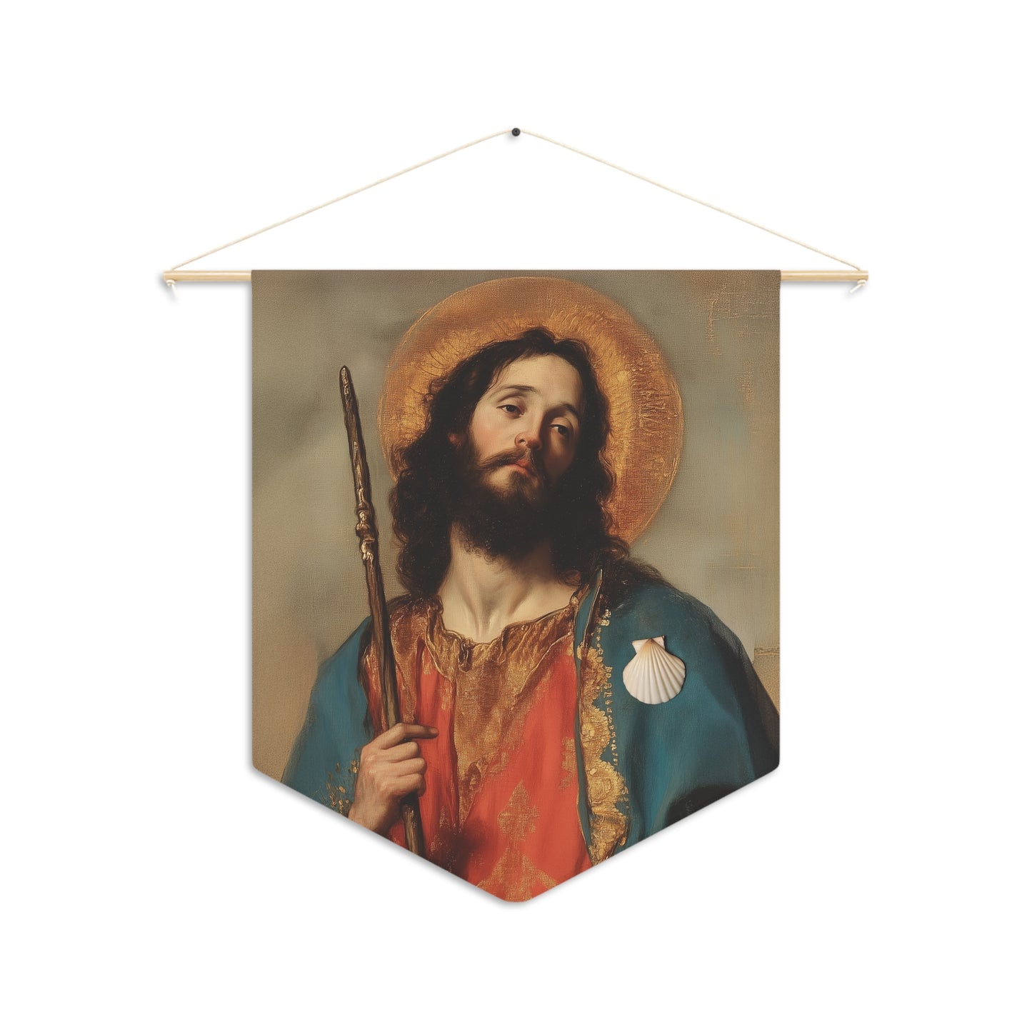 Saint James the Greater - Apostle Pennant / Banner / Wall Hanging - Prayer room art - 18" x 21" - Catholic prayer Religious - Large Print