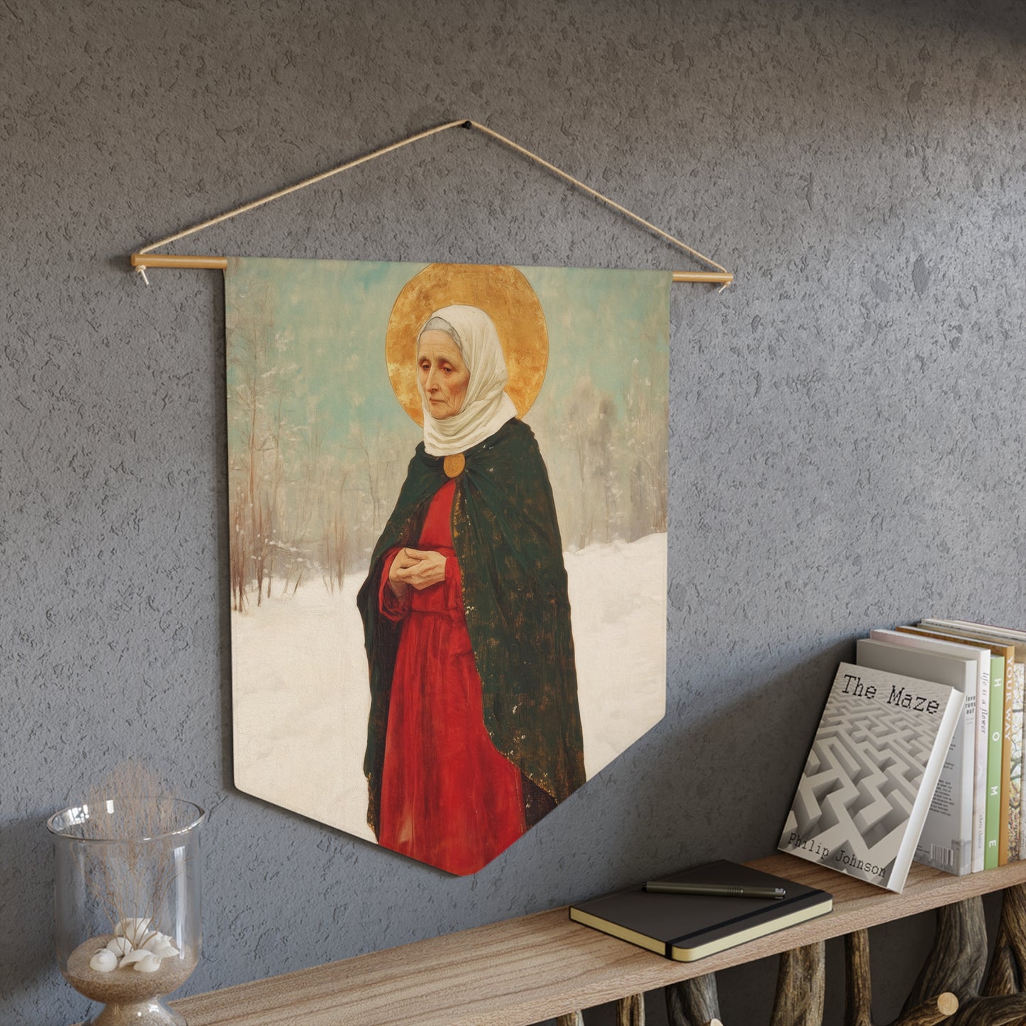 Saint Xenia - Russian Saint Art - Wall Banner / Wall Hanging - Christian Art - Prayer room - 18" x 21"