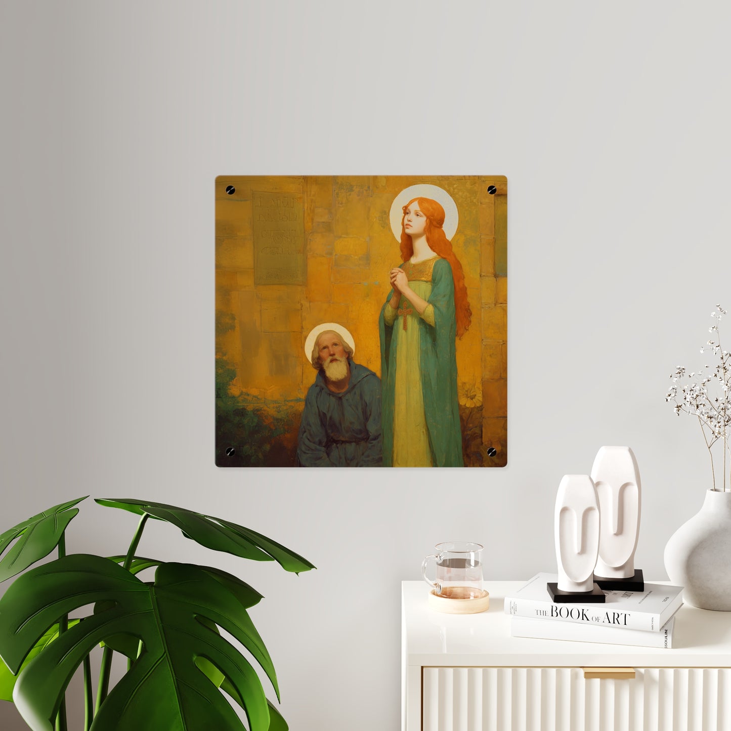 Saints Cyprian and Justina Wall Art Panel - Ready to Hang Acrylic Print - Catholic Saint Art - Patron Saint Print - Martyr Art
