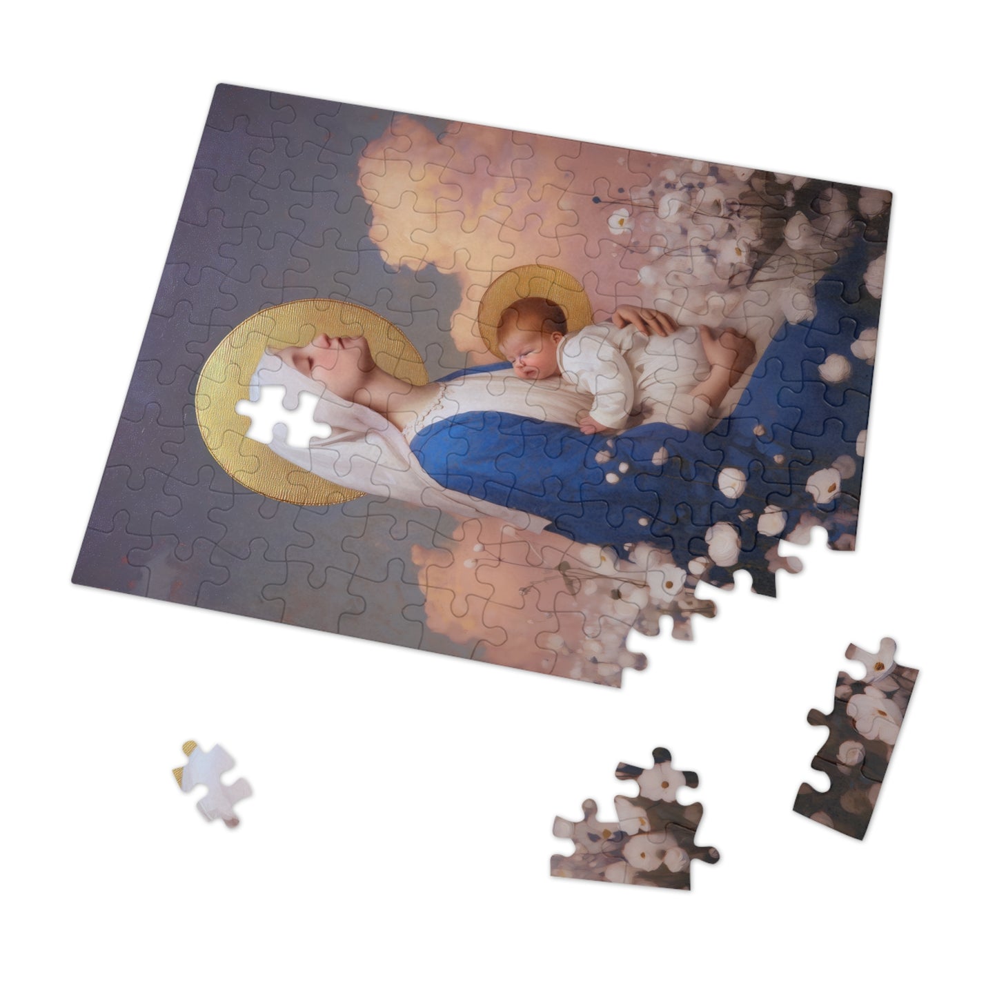 Our Lady Among the Flowers - Puzzle and Tin - Religious Jigsaw Puzzle (30, 110, 252, 500,1000) - Gift Catholic Families - Catholic Christmas