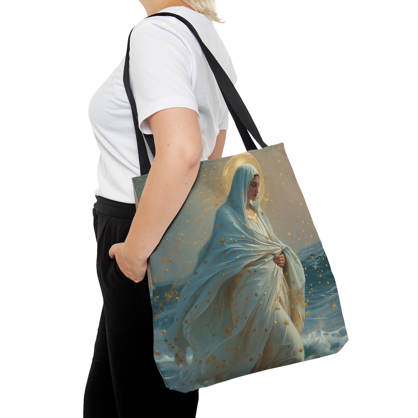 Guiding Light - Our Lady, Star of the Sea Tote Bag - Large Medium Small Faith Art Bag - Re usable Tote Purse - Double Sided - Catholic Art