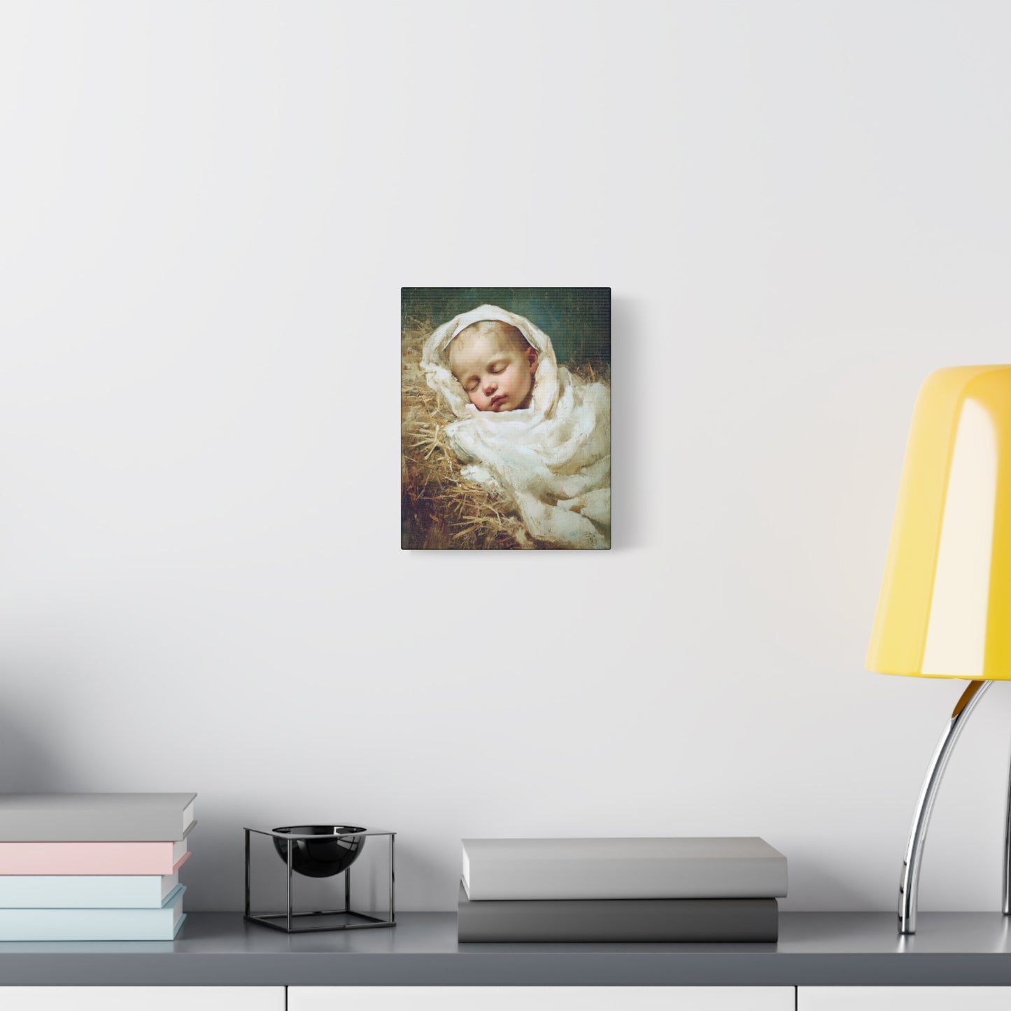 The Christ Child Resting in the Silence of the Manger - Gallery Wrapped Canvas - Print - Religious Art for your Home - Catholic Art Print