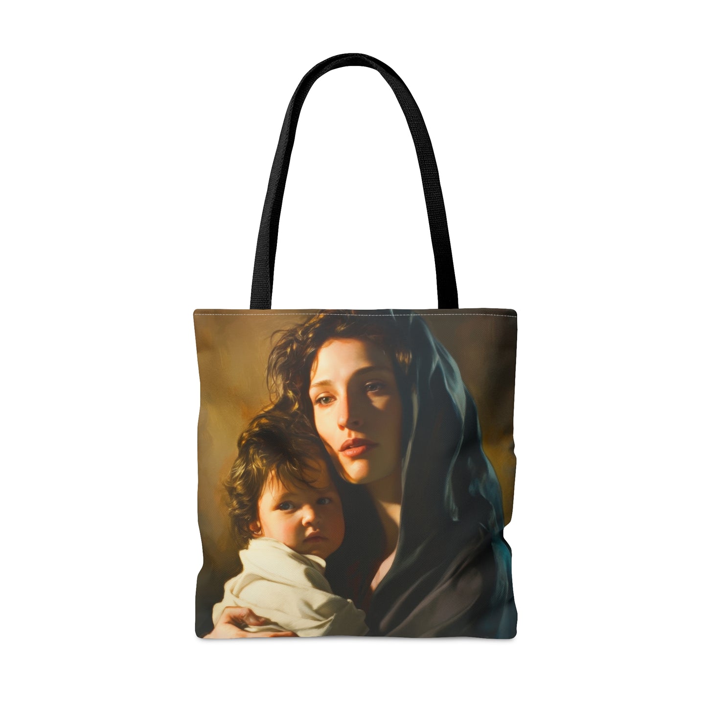 A mother's Gentle Embrace - Mary and The Christ Child Tote Bag - Large Medium Small Faith Art Bag - Catholic Faith Purse