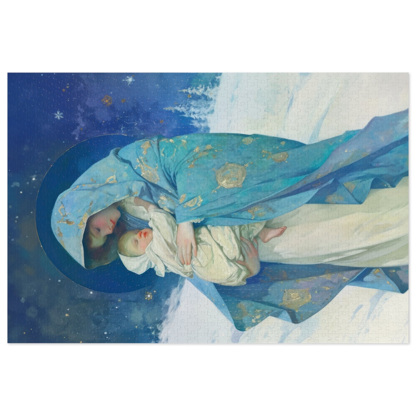 Snowfall of Grace: Our Lady's Blessing - Puzzle and Keepsake Tin - Religious (30, 110, 252, 500,1000) - Gifts for Catholic