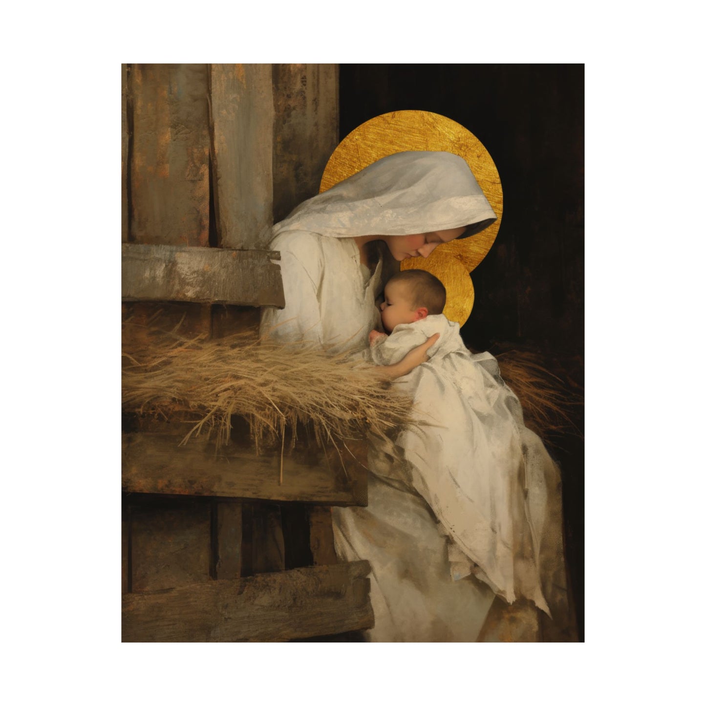 Our Lady of the Manger - Mother Mary and the Christ Child - Sanctified Souls Print - Multiple Sizes - Premium Matte Vertical Posters