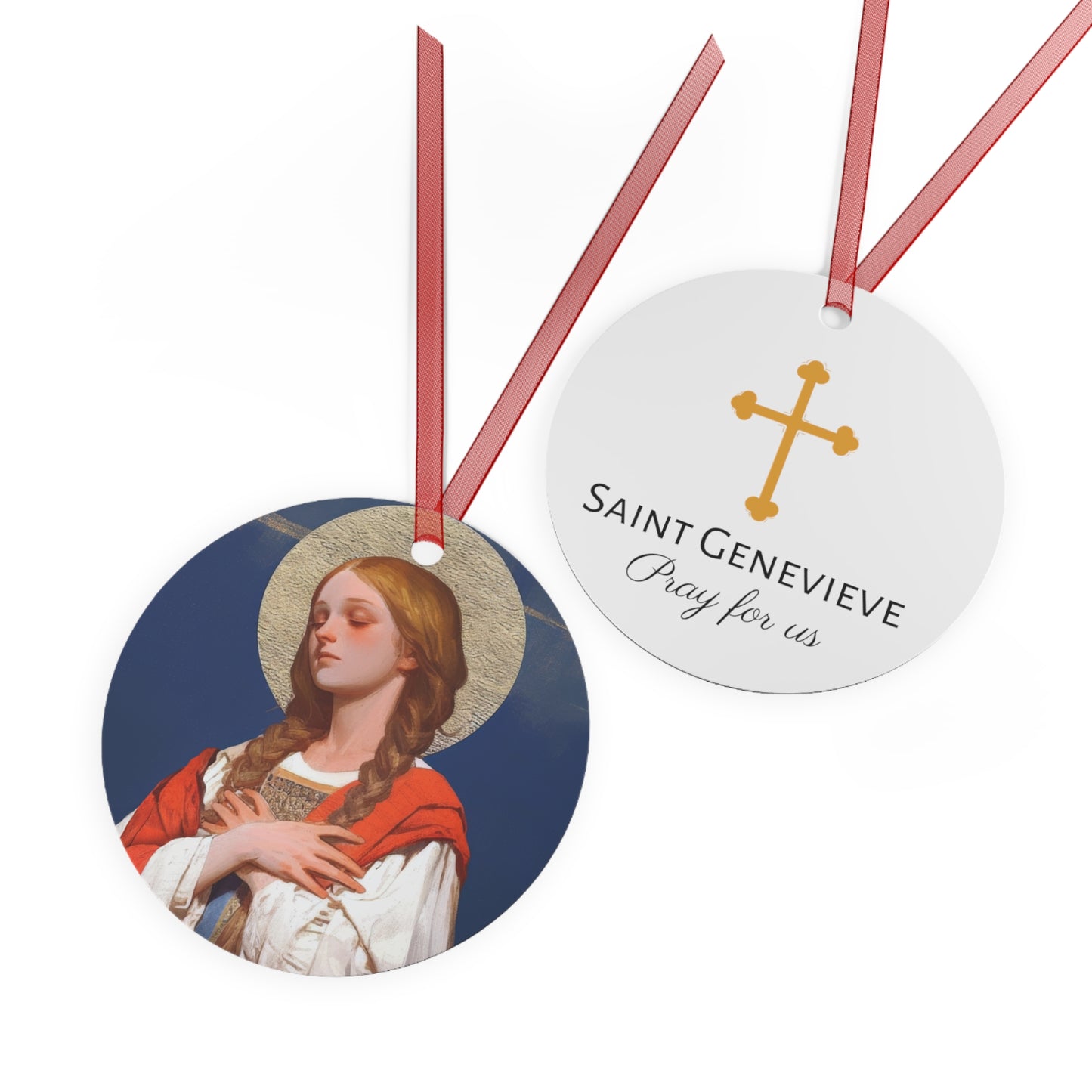 Saint Genevieve - Metal Ornament - Religious Holiday Christmas Ornament and Keepsake