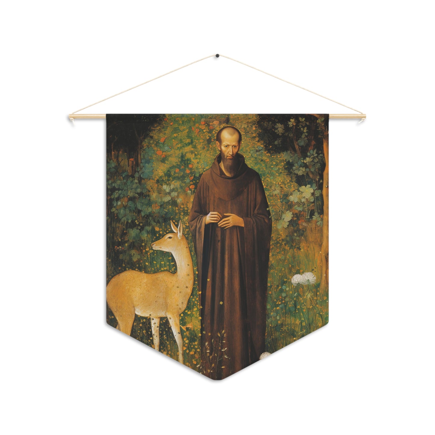 Saint Giles Wall Banner / Wall Hanging - Prayer room art - Catholic Home Art - Large Saint Art - 18" x 21"