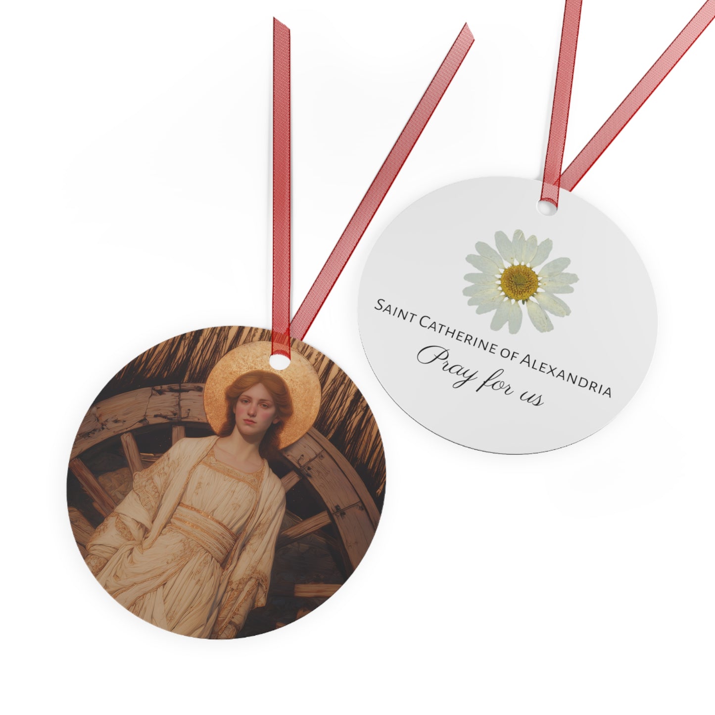 Saint Catherine of Alexandria Metal Ornament - Religious Holiday Christmas Ornament and Keepsake - Prayer Ornament