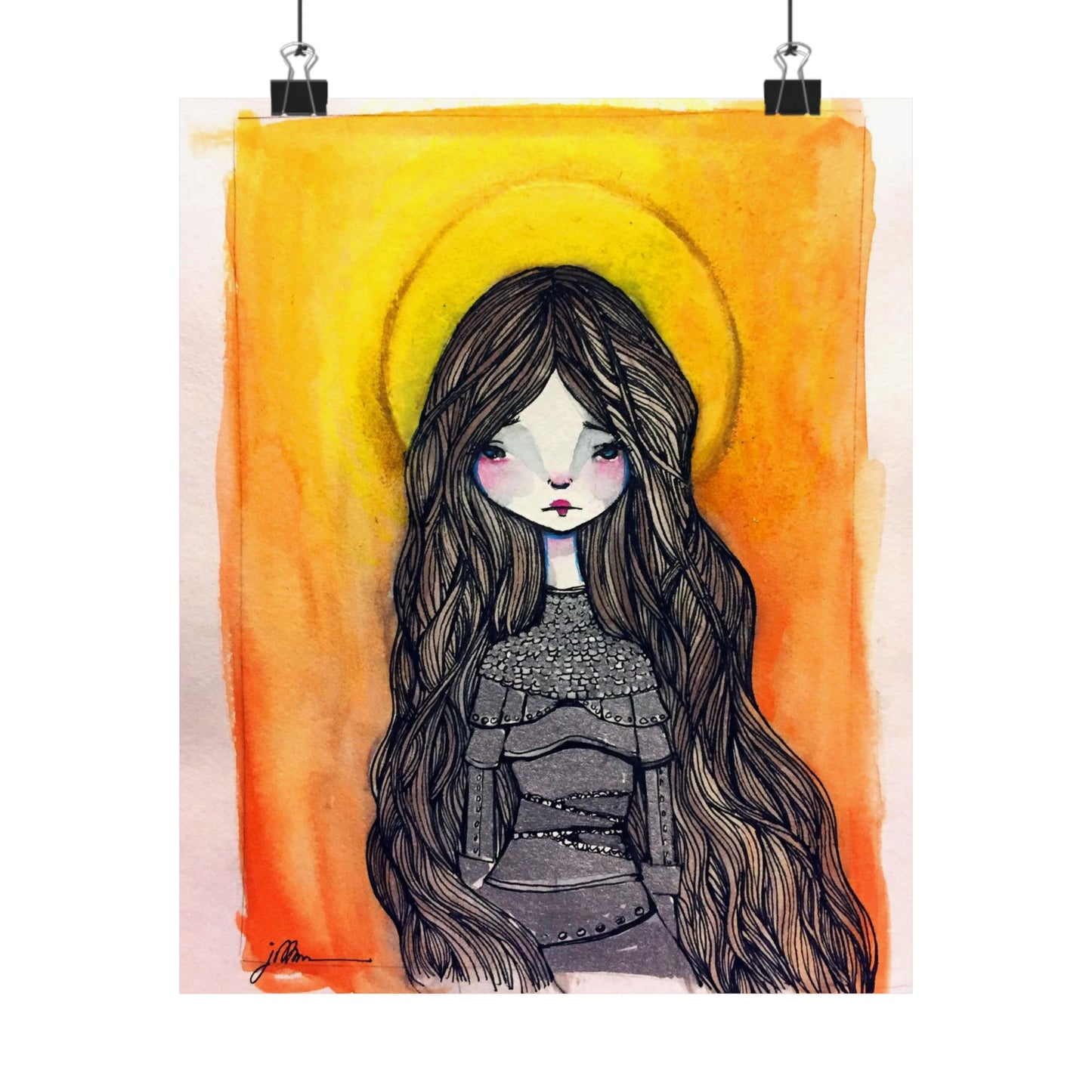 Saint Joan of Arc Poster Print - Hand-Drawn Catholic Art Print | Christian Devotional Wall Art | Sanctified Solocosmo Religious Poster