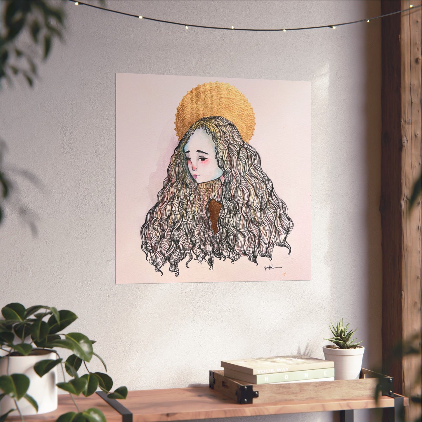 Saint Philomena Poster Print - Hand-Drawn Catholic Art Print | Christian Devotional Wall Art | Sanctified Solocosmo Religious Poster