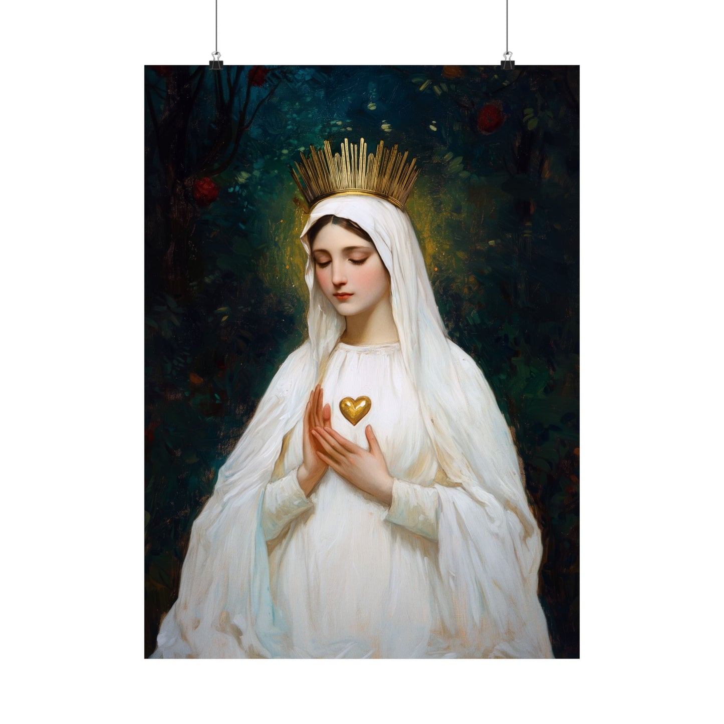 Our Lady of Beauraing - Our Lady of the Golden Heart - Marian Art - Sanctified Souls Print - Multiple Sizes - Premium Vertical Posters