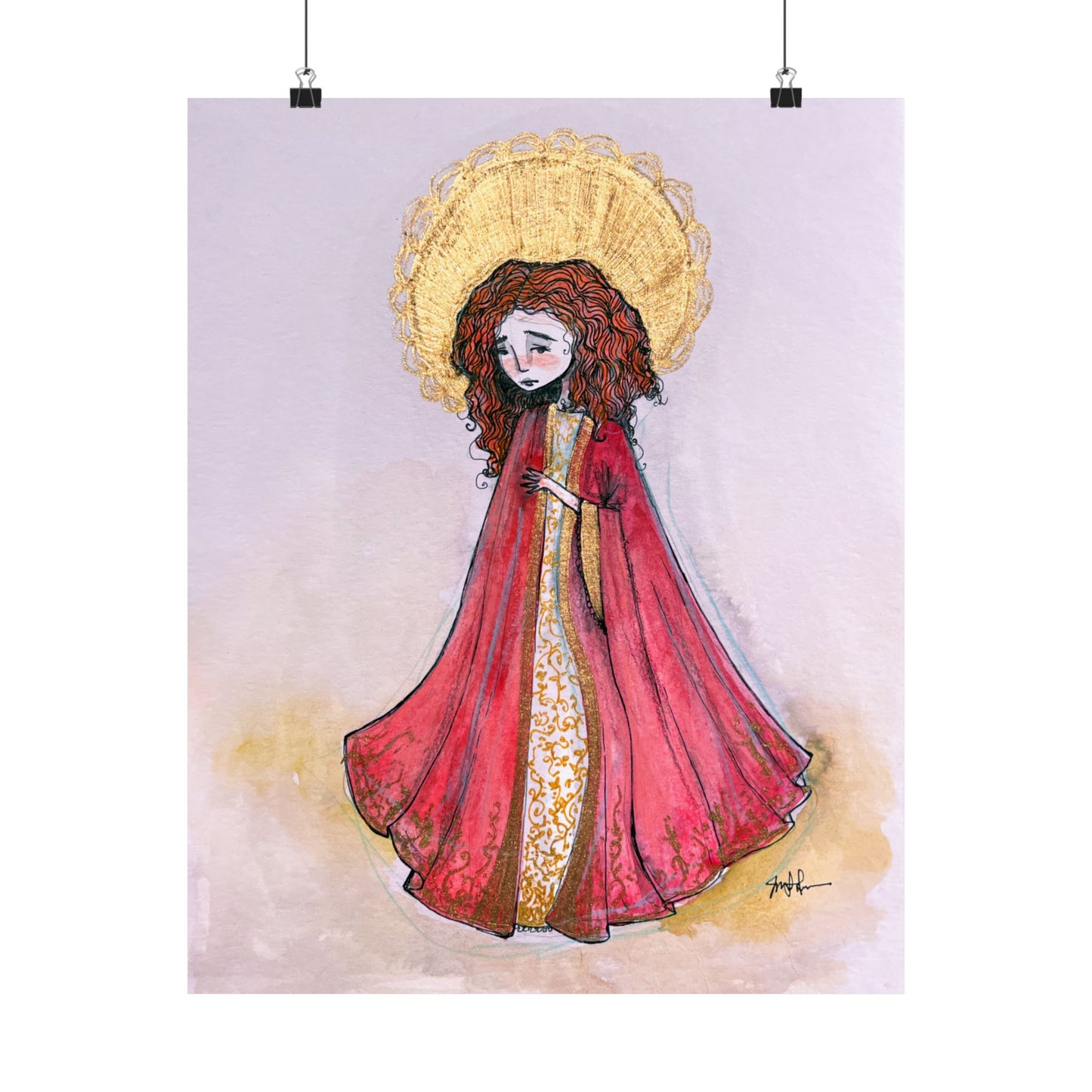 Saint Bibiana Hand-Drawn Catholic Art Print | Christian Devotional Wall Art | Sanctified Solocosmo Religious Poster