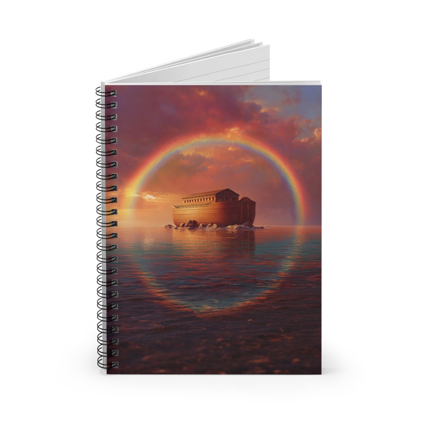 Sheltered Beneath the Covenant Sky - Noah's Ark - Sanctified Souls Art - Religious Based Notebook - Spiral Notebook - Ruled Line - Prayer