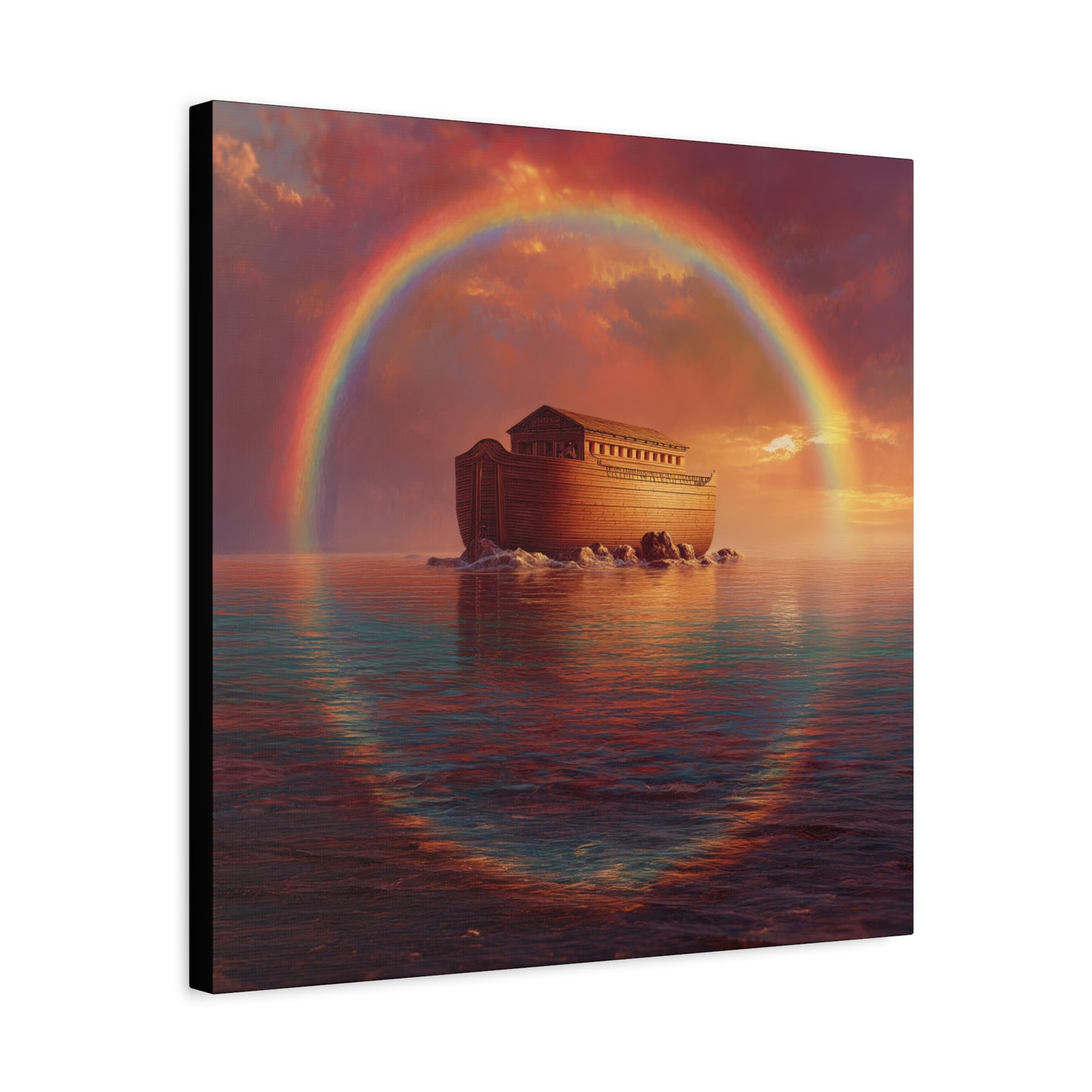 Sheltered Beneath the Covenant Sky - Noah's Ark - Gallery Wrapped Canvas - Print - Religious Art for your Home - Catholic