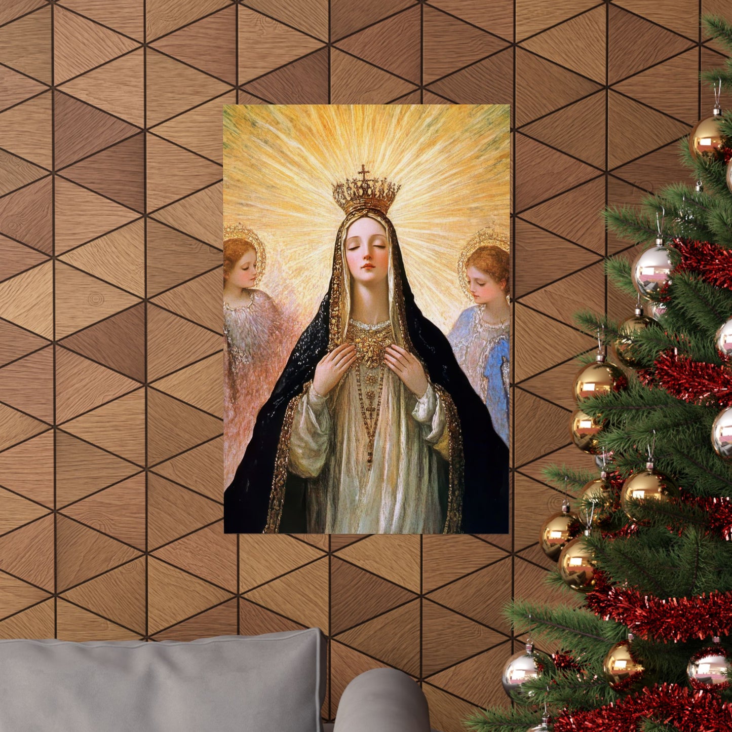 Divine Majesty: The Crowning of the Queen of Heaven - Sanctified Souls Print - Multiple Sizes - Premium Posters - Catholic Art - Christian