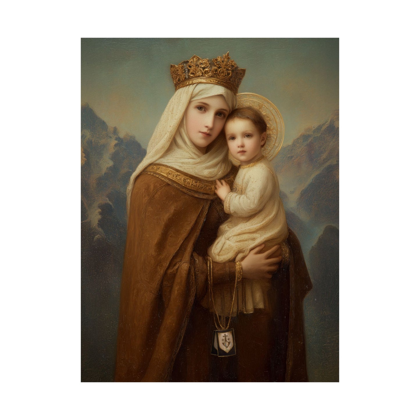 A Cord Between Heaven and Earth - Our Lady of Mount Carmel - Sanctified Souls Print - Multiple Sizes - Premium Matte Vertical Posters
