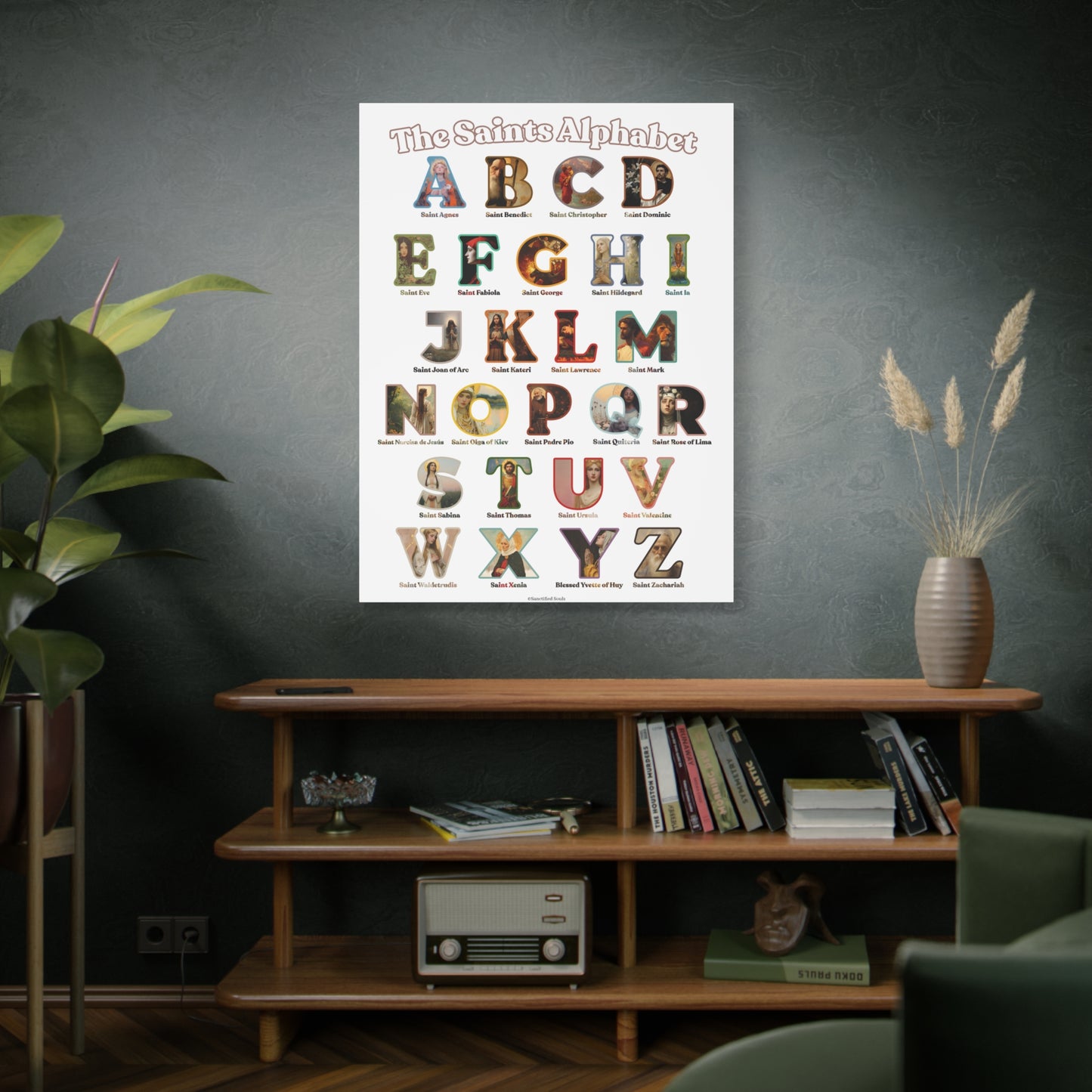 Catholic Saints ABC Alphabet Canvas - A to Z Saints Wall Art - Catholic Saints Chart - Catholic Nursery / Homeschool - Saints of the Church