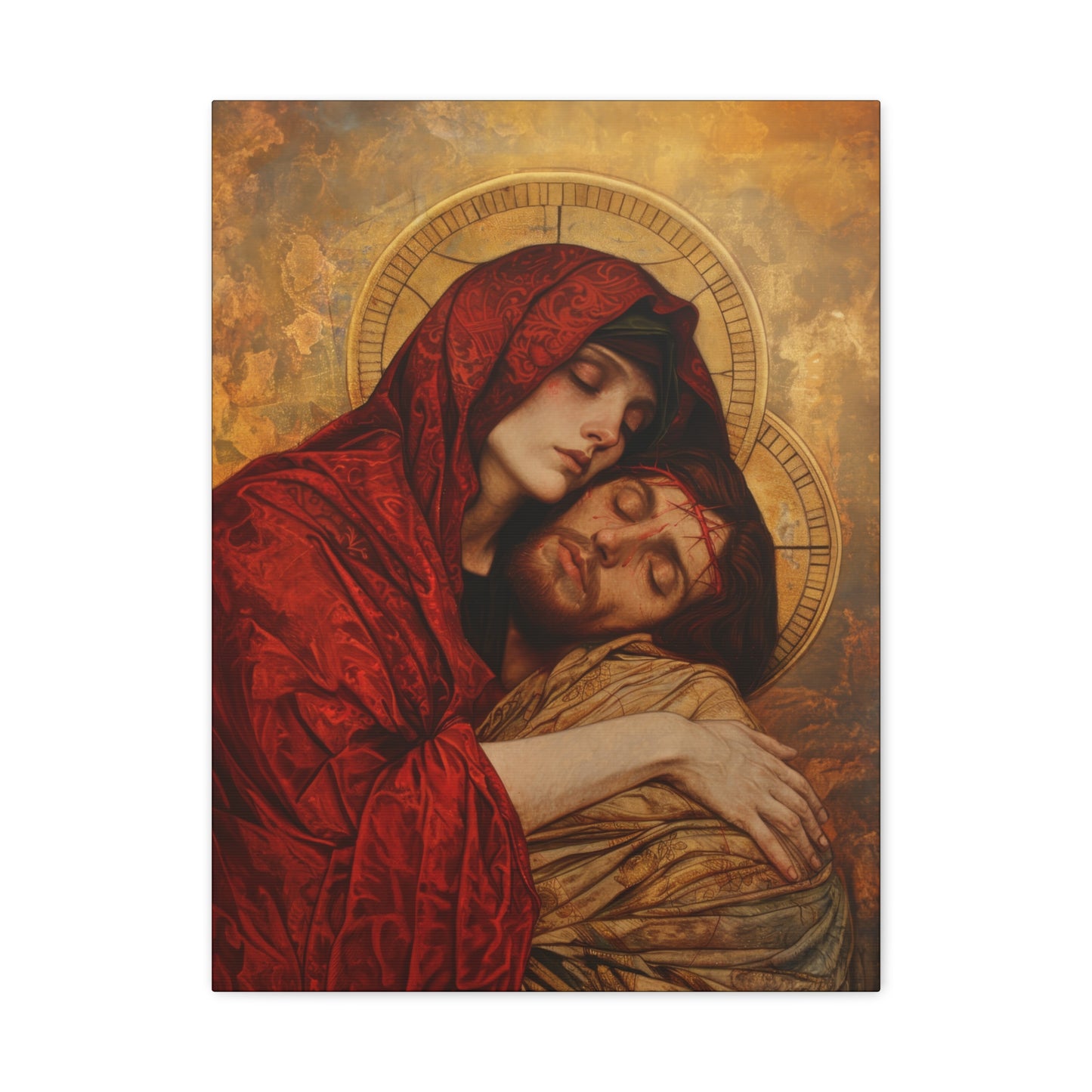 Eternal Sorrow - Mary's Mourning Beneath the Cross - Museum Wrapped Canvas - Print - Religious Art for your Home - Christian print