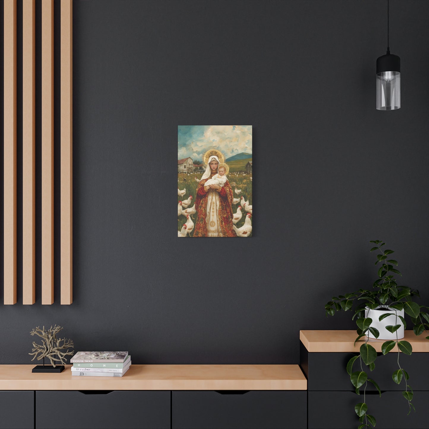 Our Lady of the Hens: Protector of the Humble Flock - Museum Wrapped Canvas - Print - Religious Art for your Home - Christian print