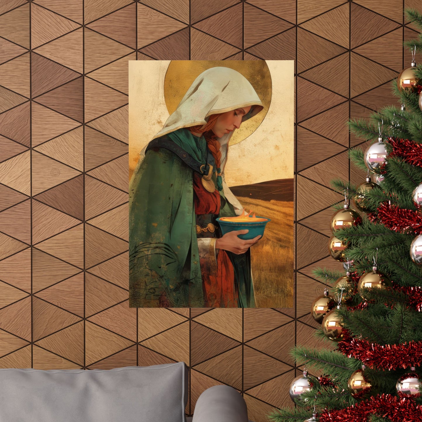Saint Brigid of Ireland / Kildare - Sanctified Souls Print - Multiple Sizes - Premium Posters - Catholic Art - Christian Home Decor Artwork