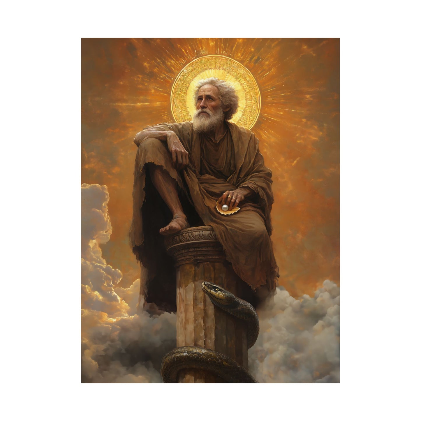 Saint Simeon Stylites - Sanctified Souls Print - Multiple Sizes - Premium Posters - Catholic Art - Christian Home Decor Artwork