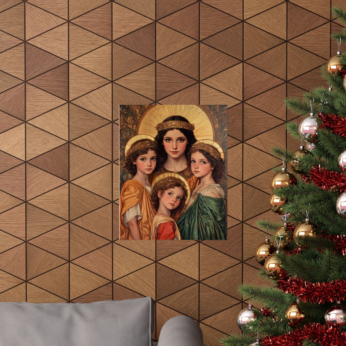 Saints Sophia, Faith, Hope and Charity - Sanctified Souls Print - Multiple Sizes - Premium Posters - Catholic Art - Christian
