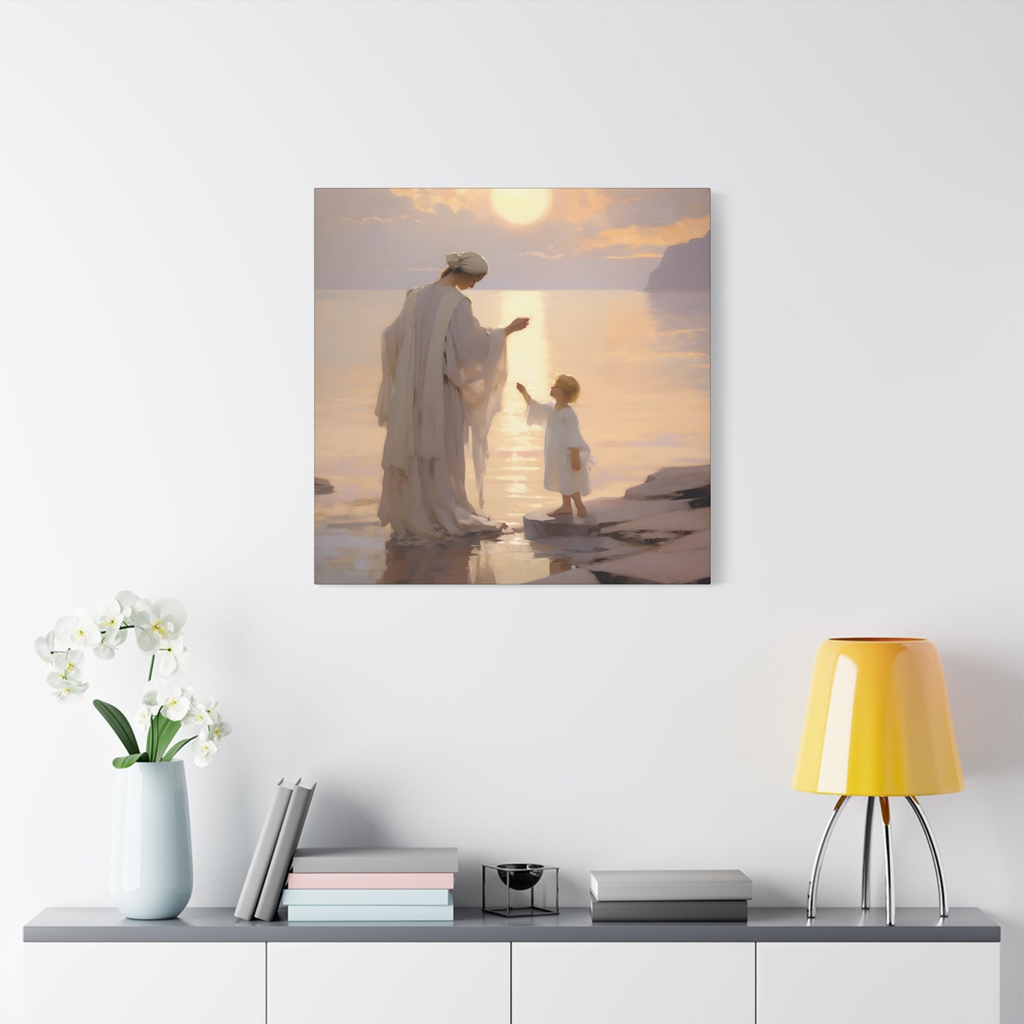 Divine Maternal Grace Museum Wrapped Canvas - Sanctified Souls Print - Mother & Child Nursery Art - New Mother - Religious Art for Mothers