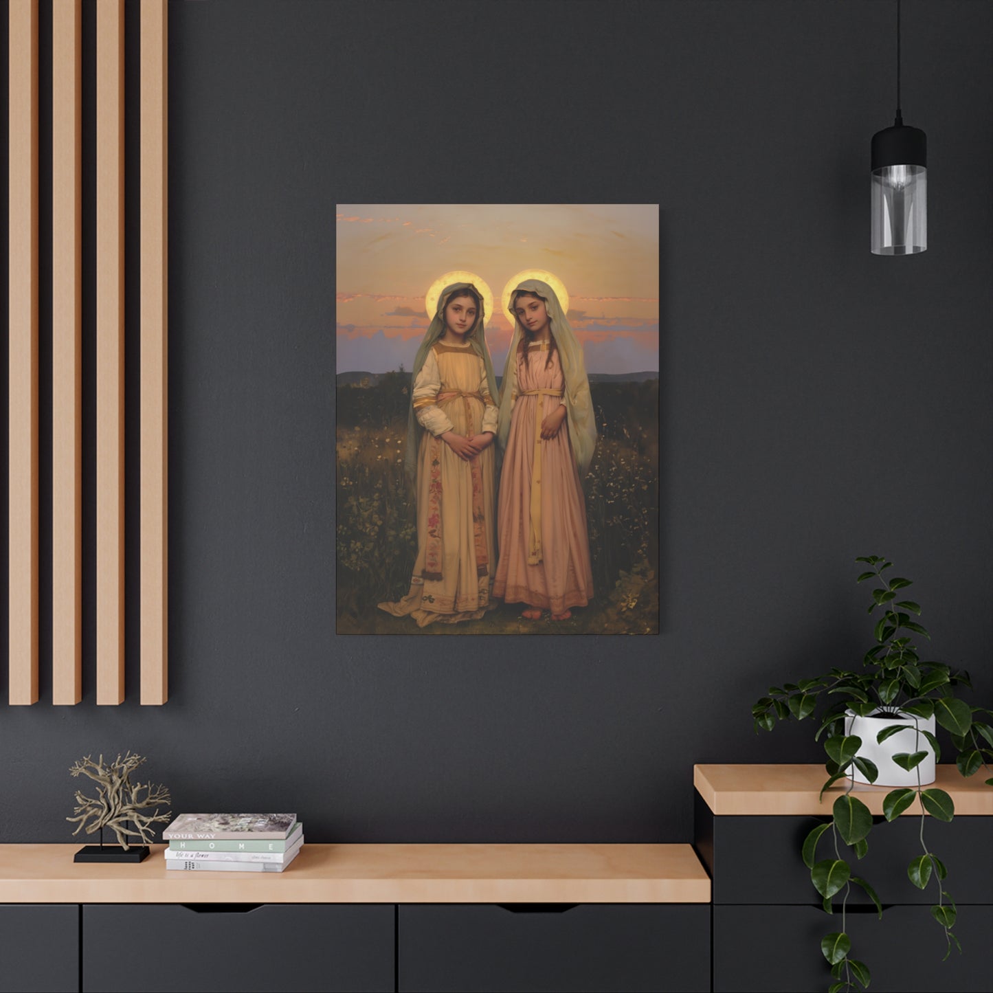 Saints Nunilo and Alodia - Museum Wrapped Canvas - Print - Religious Art for your Home - Christian print - Prayer Room Catholic Saint