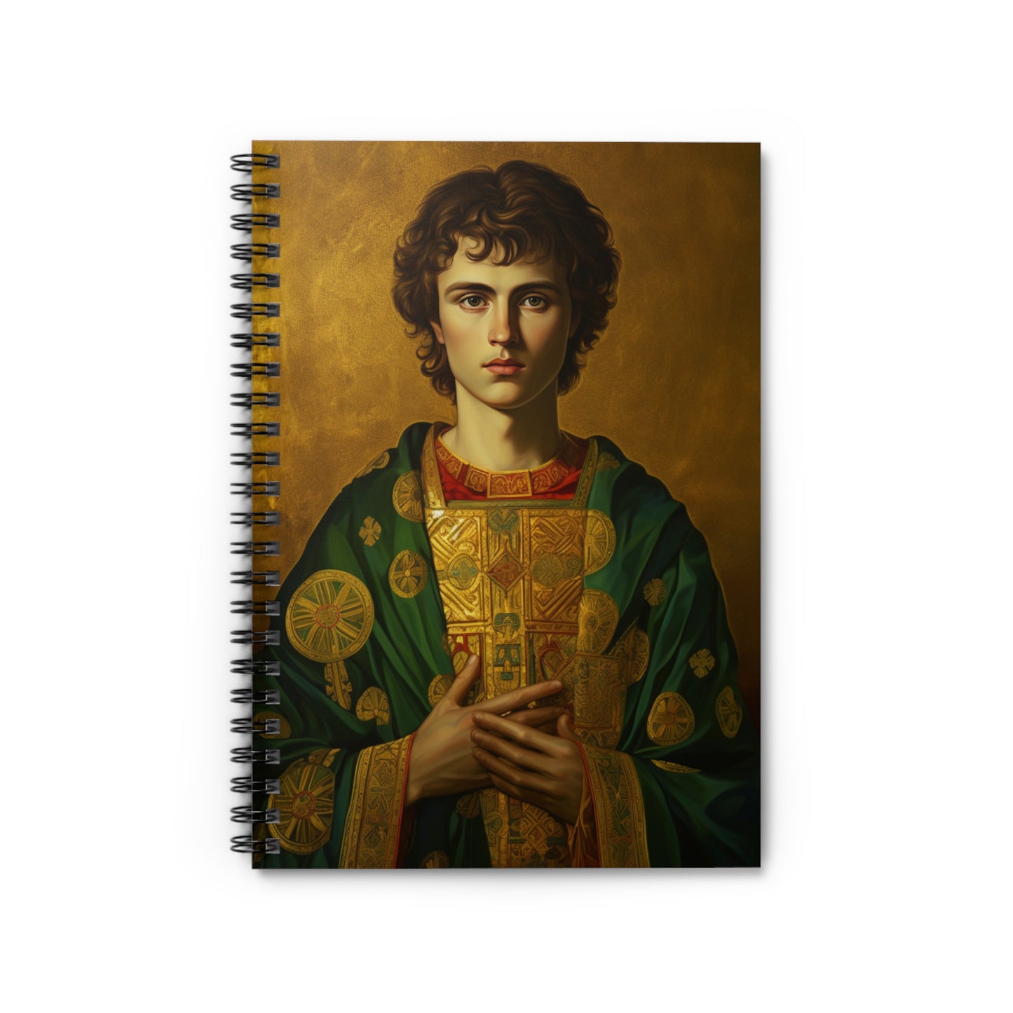 Saint Pantaleon Journal - Sanctified Souls Art - Religious Based Notebook - Spiral Notebook - Ruled Line