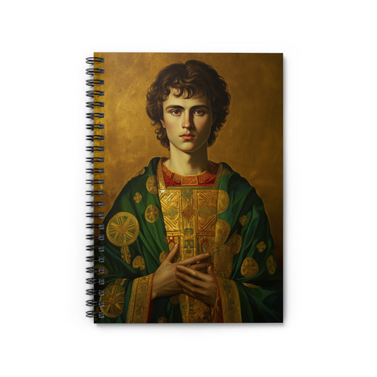 Saint Pantaleon Journal - Sanctified Souls Art - Religious Based Notebook - Spiral Notebook - Ruled Line