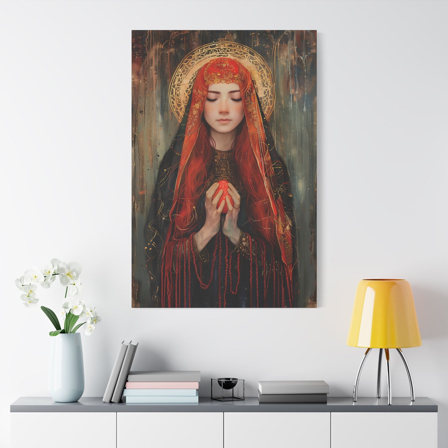 Devotion of Mary Magdalene - Saint Mary Magdalene and the Red Easter Egg - Museum Wrapped Canvas - Print - Religious Art for your Home
