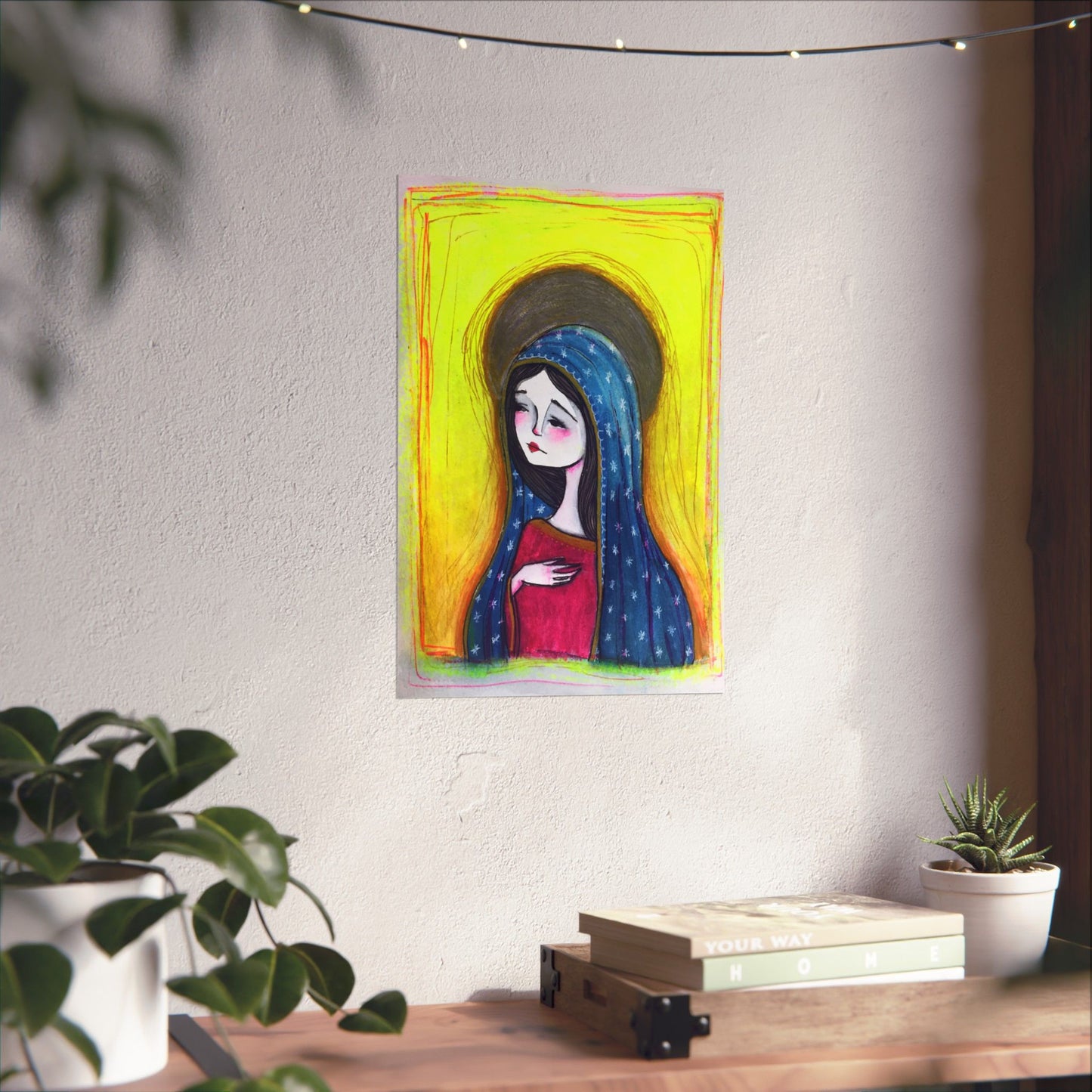 Our Lady of Guadalupe Poster Print - Hand-Drawn Catholic Art Print | Marian Devotional Wall Art | Sanctified Solocosmo Religious Poster